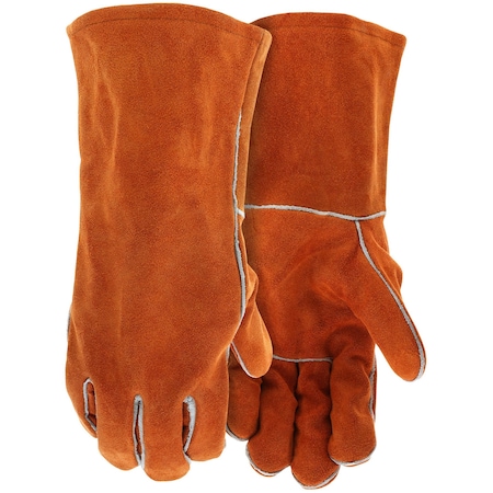 Mcr Safety Gloves, Brown Leather Welder No Logo No tag, 12PK 4300N